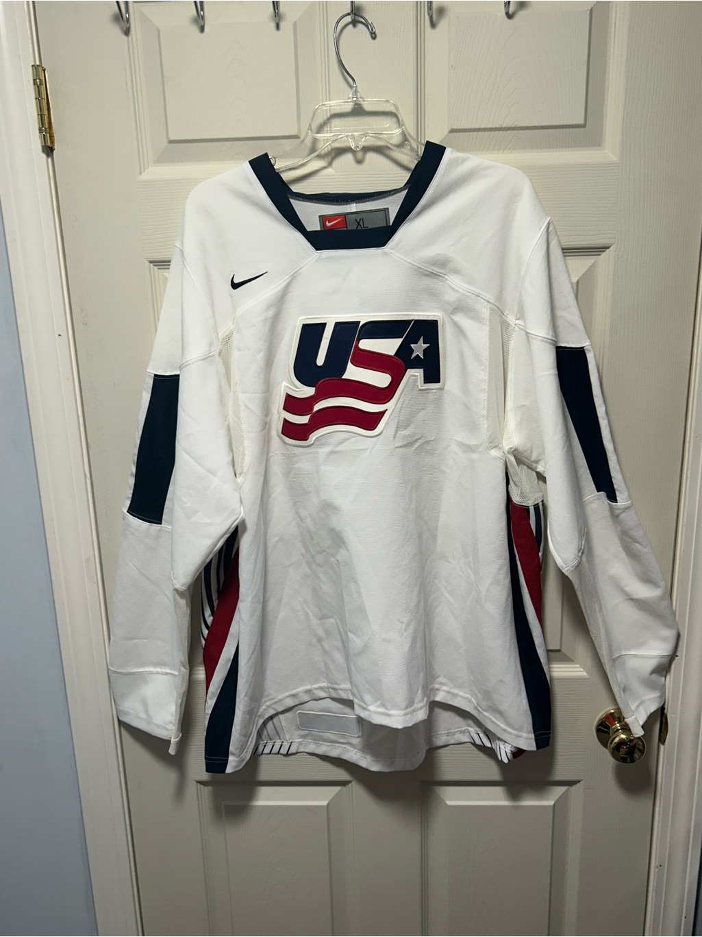 Vintage Usa Hockey Nike Olympics Team Iihf Sports White Vtg Jersey Size Xl